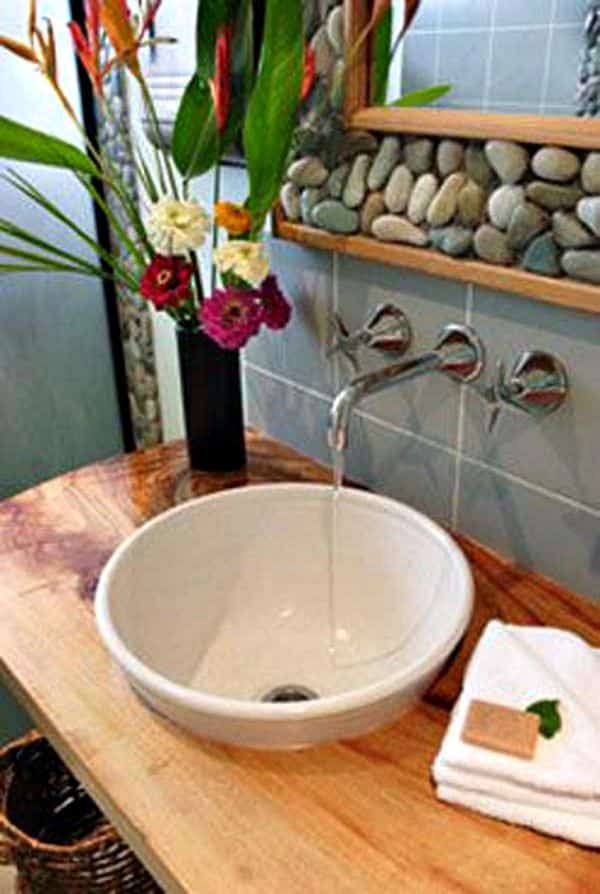 baños decorados con piedras una repisa singular