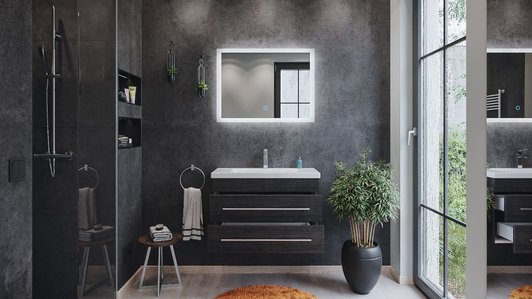 baños modernos color gris iluminación