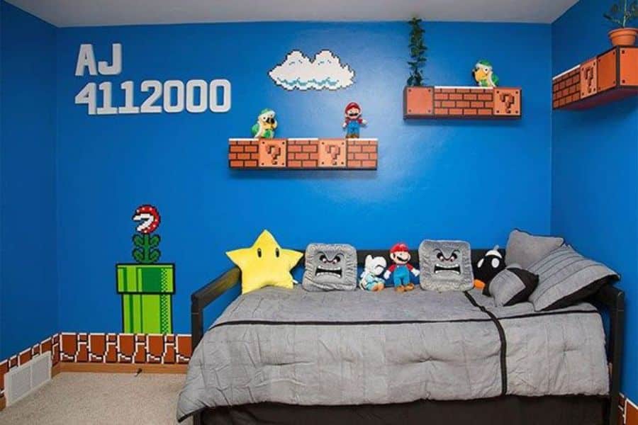 habitaciones gamer con cama decoracion paredes