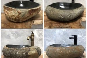 4 ingeniosos lavamanos con piedras de rio baño
