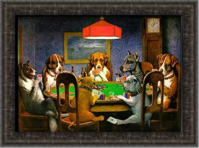 pintura perros jugando poker original