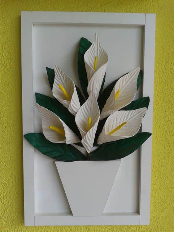 cuadros con flores de papel en relieve