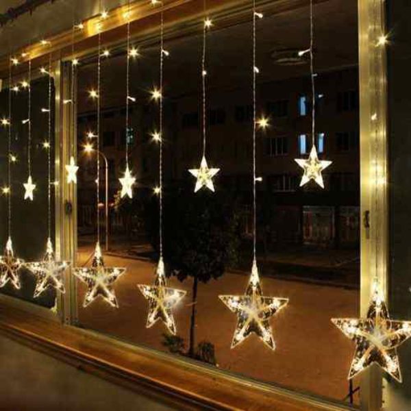 decoración con luces de navidad estrellas de led