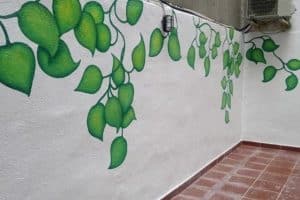 mural para patio exterior enredaderas