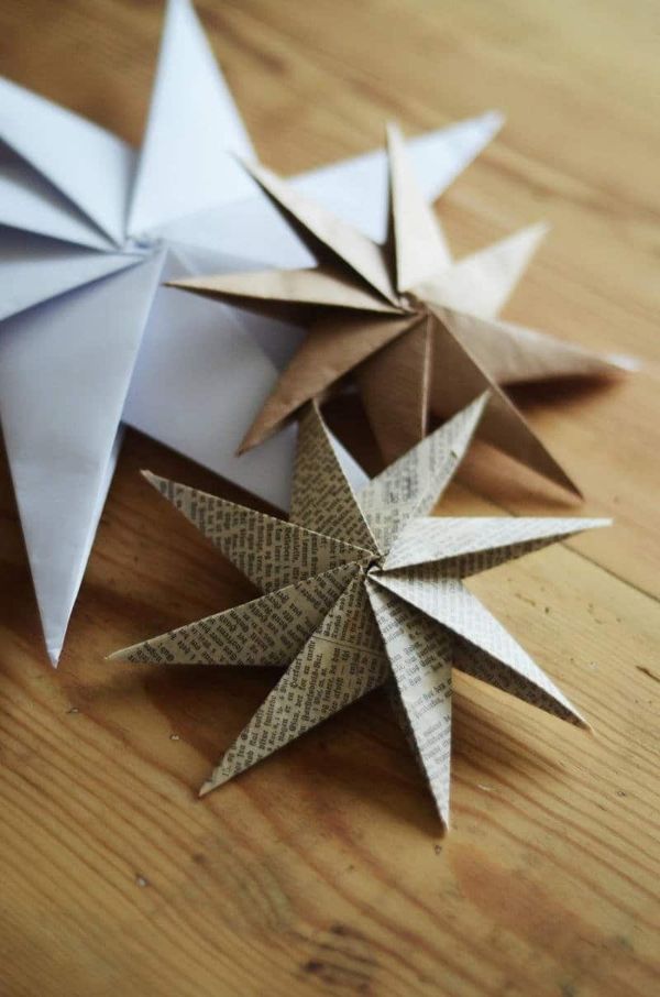adornos de navidad con reciclaje estrellas origami