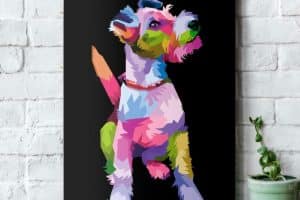 cuadros de perros pop art geometricos