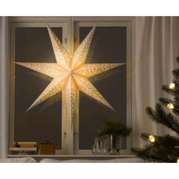 luces navideñas en ventanas estrellas