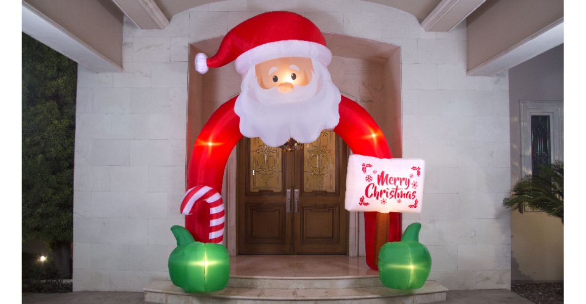 decoración puertas de navidad marcos luminosos e inflables