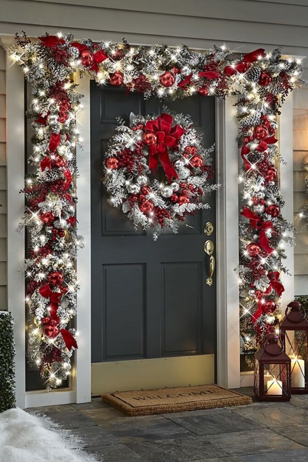 puerta forrada de navidad marcos luminosos