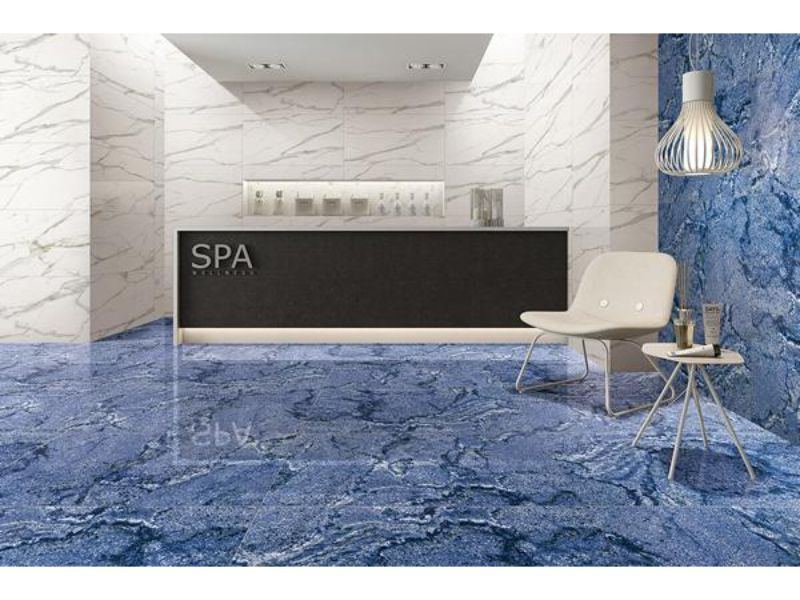 pisos con ocre azul ceramica imitación a marmol