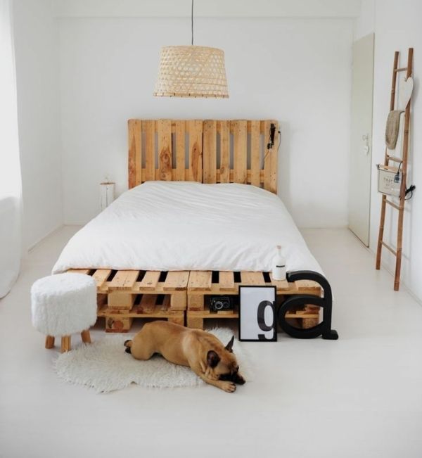 decoración camas de palets minimalistas