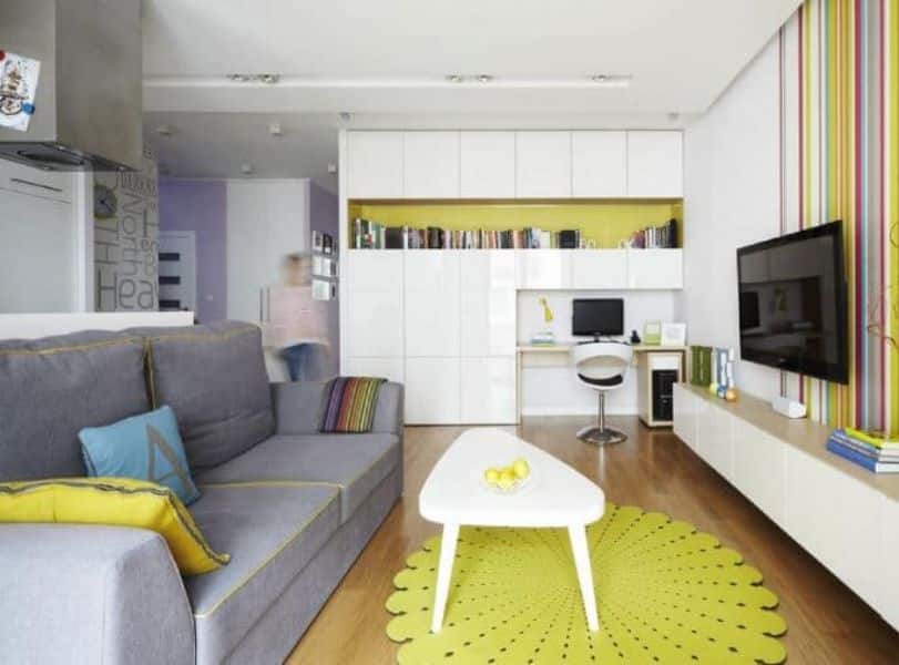 diseño de interior en casas pequeñas tonos y muebles